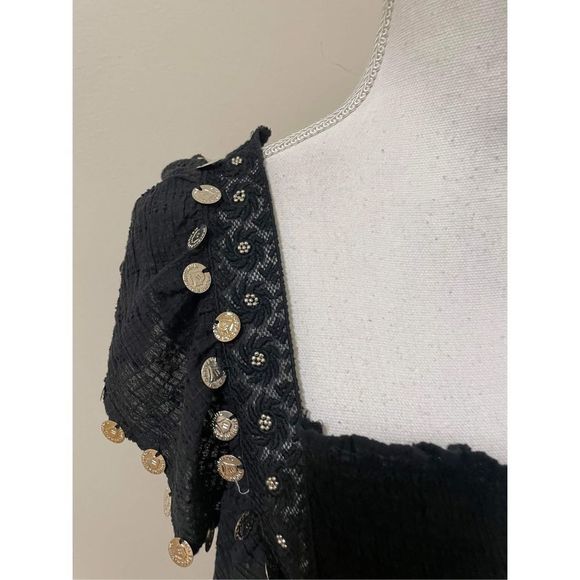 Free People Metal Coin Embellished Top Size L - Picture 4 of 8